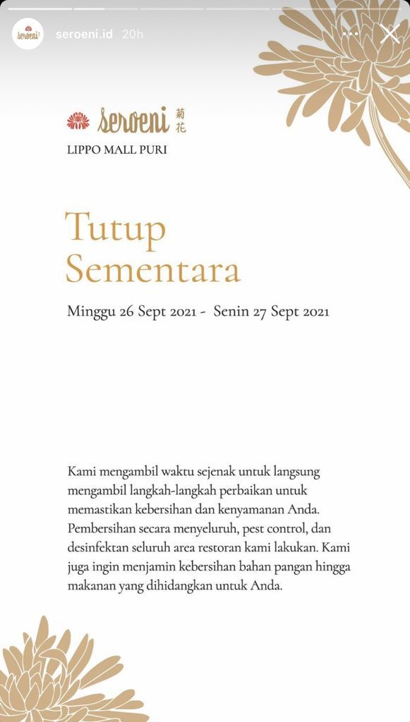 Ada Tikus dan Ulat di Restoran Seroeni, Pihak Manajemen Minta Maaf