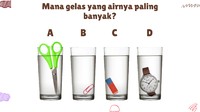 Apakah jumlah air dalam gelas ini sama semua?