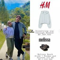 Untuk penampilan yang lebih santai, Lesti Kejora memilih mengenakan hoodie berwarna putih dari Zara. Hoodie seharga Rp 349 ribu itu dipadukan dengan dalaman berwarna krem dan celana panjang bahan berwarna hijau. Untuk alas kaki, Lesti memilih mengenakan Melissa Beach Slide + Mickey and Friends III AD yang dibanderol dengan harga sekitar Rp 1 juta. Foto: Instagram/@lesti.fashion