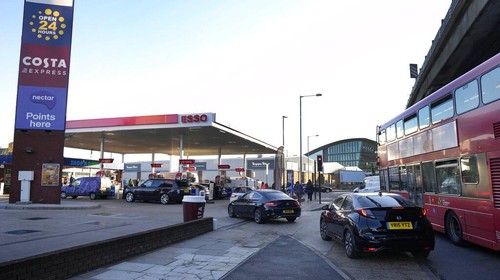 Petrol pumps out of use at a petrol station in London, Wednesday, Sept. 29, 2021. Prime Minister Boris Johnson sought to reassure the British public Tuesday that a fuel-supply crisis snarling the country was “stabilizing,” though his government said it would be a while before the situation returns to normal. Johnsons government has put army troops on standby to help distribute gasoline and help ease a fuel drought, triggered by a shortage of truck drivers, that has drained hundreds of pumps and sent frustrated drivers on long searches for gas. (AP Photo/Frank Augstein)