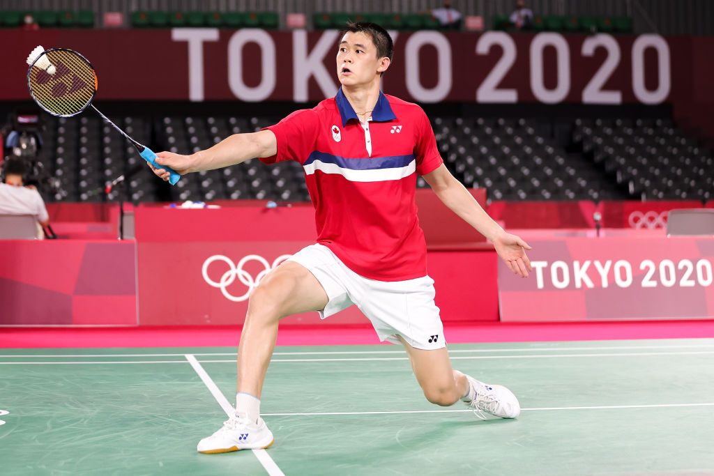LIMA, PERU - AUGUST 02: Brian Yang of Canada competes during Men's badminton singles final match on Day 7 of Lima 2019 Pan American Games at Villa Deportiva Nacional on August 02, 2019 in Lima, Peru. (Photo by Buda Mendes/Getty Images)