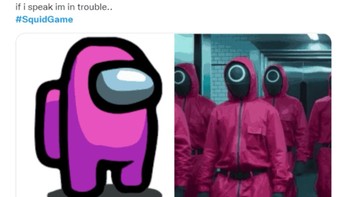 Jubahnya terinspirasi dari game Among Us? Foto: Screenshot Twitter