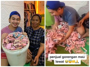 Wow! Tukang Gorengan Ini Punya Rp167 Juta dari Hasil Nabung di Ember