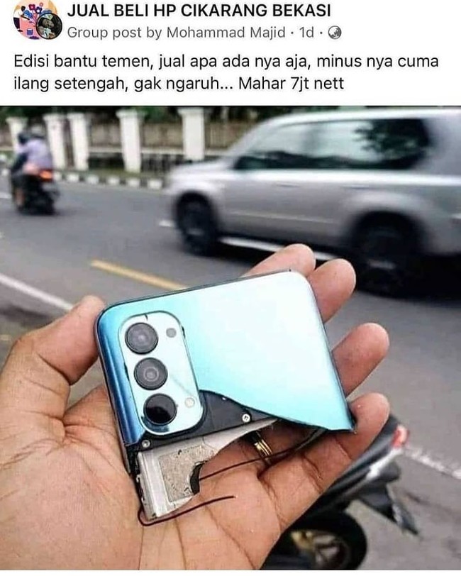 Definisi barang rongsok yang dijual. Dikasih gratis pun belum tentu ada yang mau deh. Aneh-aneh saja memang ulah netizen. Foto: instagram.com/@meme.wkwk