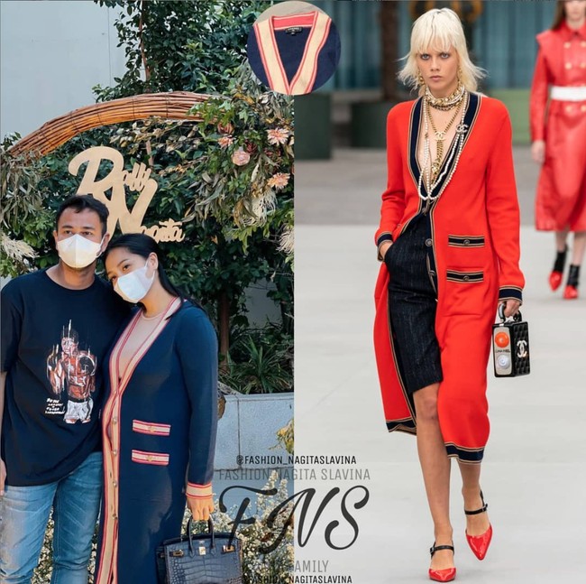 Kamu mungkin tidak akan menyangka jika cardigan yang tengah dikenakan oleh Nagita Slavina ini seharga 3 motor. Cashmere Cardigan keluaran merek Chanel itu dibanderol dengan harga sekitar Rp 62 juta. Cardigan panjang berwarna navy dengan list warna merah dan putih itu dipadukan dengan dalaman berwarna nude. Foto: Instagram/@fashion_nagitaslavina