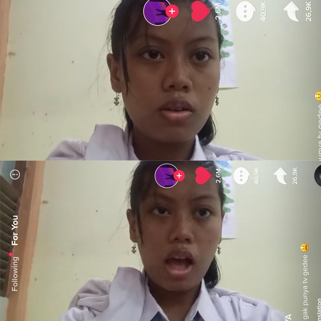 Beredar viral transformasi makeup remaja yang masih memakai seragam SMA. Usai makeup, remaja ini penampilannya bikin kaget karena seperti orang yang berbeda.  Tak sedikit netizen yang mengira awalnya kemampuan makeup remaja ini biasa saja alias cupu, ternyata jago bak suhu makeup. Foto: Dok. Tangkap layar akun TikTok @ashpyxia2.