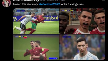 Kumpulan screenshot ekspresi sejumlah pemain di eFootball 2022. Foto: Screenshot Twitter