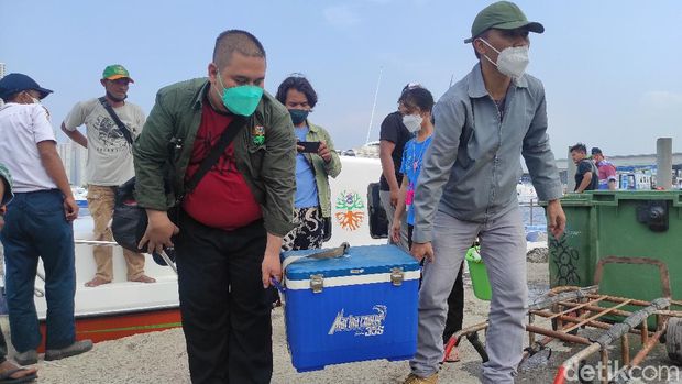 Dinas Lingkungan Hidup (DLH) Pemprov DKI Jakarta telah mengambil sampel air Laut Jakarta yang disebut mengandung Paracetamol. Sampel air laut tersebut dibawa untuk uji di laboratorium (lab).