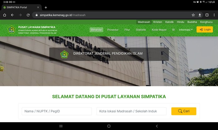 Login SIMPATIKA Kemenag 2021 untuk CEK BSU Guru non PNS Madrasah