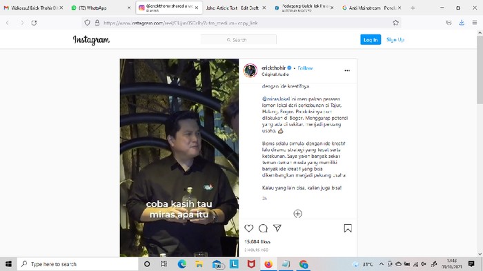 Kala Erick Ditawari Miras