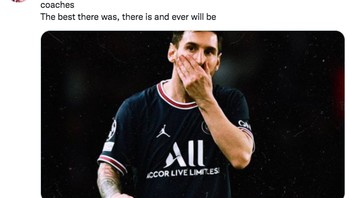 Netizen ini menilai Lionel Messi yang menyebabkan Barcelona perkasa, terlihat sekarang Barcelona payah setelah ia pindah ke PSG. Foto: Twitter