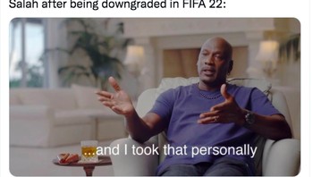 Rating Mo Salah diturunkan di game FIFA 22, mungkin dia jadi termotivasi membuktikan diri. Foto: Twitter