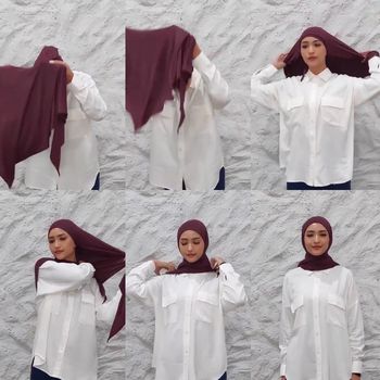 Tutotial hijab segi empat instan.