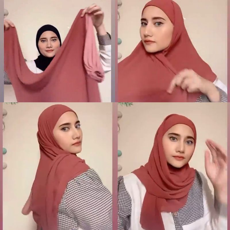 Tutotial hijab segi empat instan.