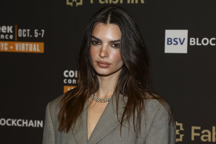Emily Ratajkowski attends the CoinGeek conference cocktail party at Guastavinos on Monday, Oct. 4, 2021, in New York. (Photo by Andy Kropa/Invision/AP)