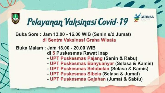 Jadwal vaksinasi di Solo