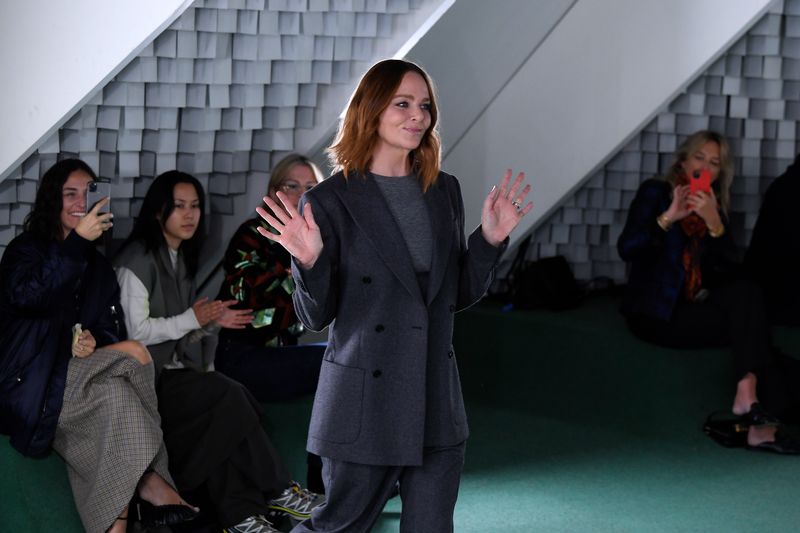 PARIS, FRANCE - OCTOBER 04: (EDITORIAL USE ONLY - For Non-Editorial use please seek approval from Fashion House) A model walks the runway during the Stella Mc Cartney Spring/Summer 2022 show as part of Paris Fashion Week on October 04, 2021 in Paris, France. (Photo by Kristy Sparow/Getty Images)