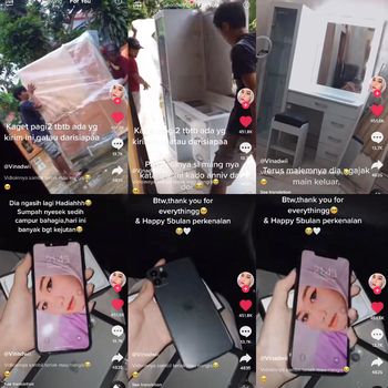 5 bulan pacaran, wanita viral ini dapat kado meja rias dan Iphone dari pacarnya.