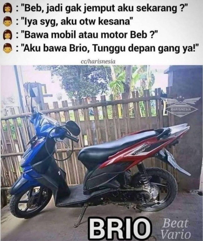 Pacarnya pasti auto terkejut pas lihat definisi Brio yang dimaksud si cowok. Ada-ada saja memang ide netizen Indonesia yang bikin bengek.. Foto: 1cak.com
