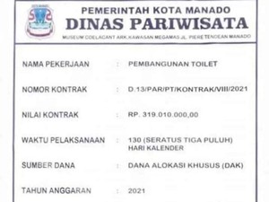 Heboh Pemkot Manado Bangun Toilet Rp 319 Juta, Dispar Beri Penjelasan