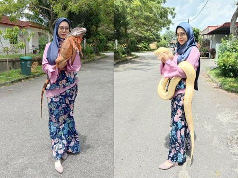 Kisah viral wanita yang memelihara ular dan biawak.