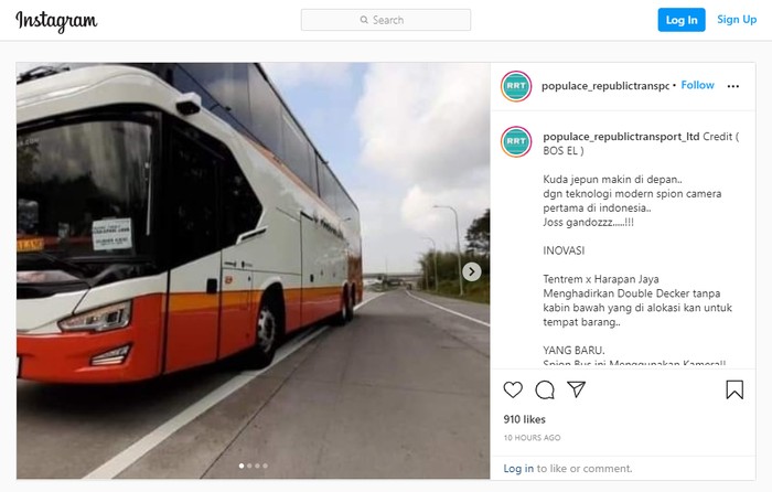 Penampakan bus UHD Tentrem milik PO Harapan Jaya