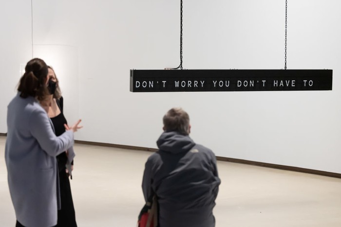 LONDON, ENGLAND - OCTOBER 06: Barbican is delighted to present the first major London solo exhibition by Mumbai-based artist Shilpa Gupta at The Curve Gallery on October 06, 2021 in London, England. (Photo by Tim P. Whitby/Getty Images for Barbican Art Gallery)