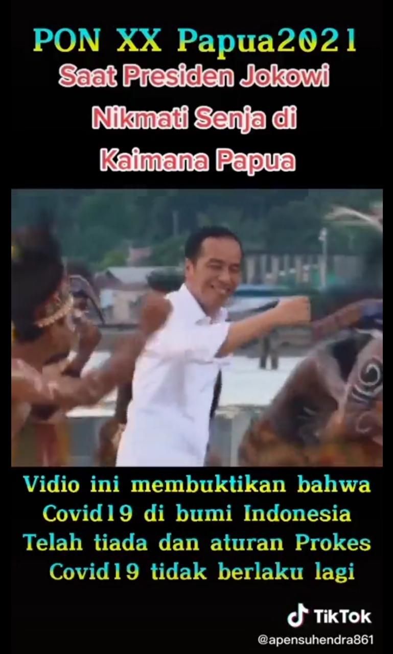 Video Presiden Jokowi berjoget di Kaimana, Papua Barat, dikaitkan dengan situasi pandemi COVID-19 diviralkan di medsos. Begini faktanya. (Screenshot video viral) Video Presiden Jokowi berjoget di Kaimana, Papua Barat, dikaitkan dengan situasi pandemi COVID-19 diviralkan di medsos. Begini faktanya. (Screenshot video viral)