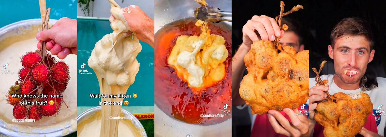 Viral! Bule Ini Goreng Durian dan Rambutan Berikut Kulitnya Pakai Adonan Tepung