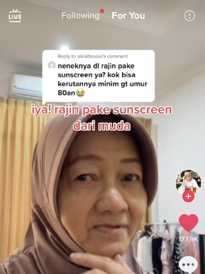 Viral nenek awet muda karena rajin pakai suncreen.