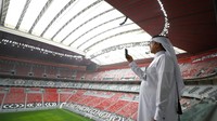 Desain atap Stadion Al Bayt menyerupai tenda pada umumnya. Namun tempat tersebut bakal memanjakan para pengunjung dengan arsitektur yang begitu megah. Getty Images/Francois Nel