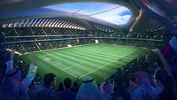 Stadion Al Wakrah telah dibuka untuk umum pada 16 Mei 2019 lalu. Venue ini didirikan dekat pantai yang membuat pengunjung akan betah. Illustration provided by 2022 Supreme Committee for Delivery and Legacy via Getty Images