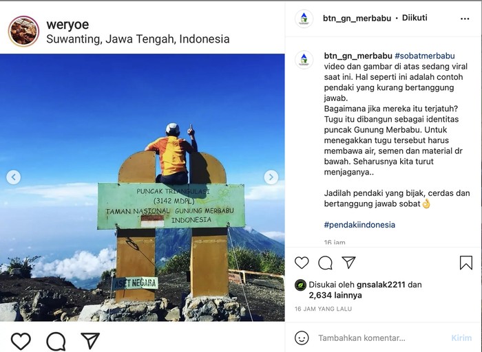 Pendaki nakal di Gunung Merbabu