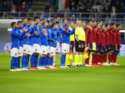 Italia vs Spanyol berlangsung di San Siro, Milan, Kamis (7/10/2021) dini hari WIB. AP Photo/Antonio Calanni.