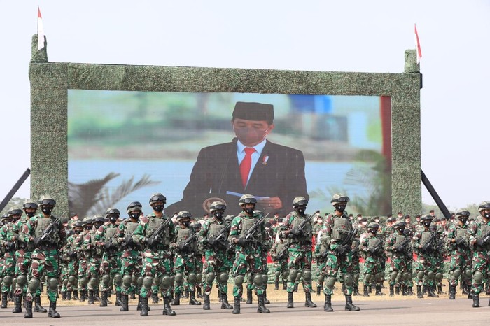 Upacara penetapan pasukan Komcad (Dok. Tim Dokumentasi Menhan Prabowo Subianto).