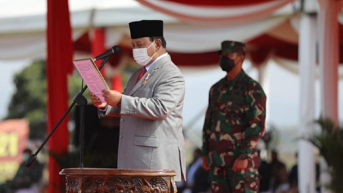 Upacara penetapan pasukan Komcad (Dok. Tim Dokumentasi Menhan Prabowo Subianto).