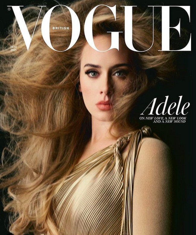 Penampilan Adele di Vogue Inggris tak kalah memukau. Dipotret oleh Steven Meisel, Adele bersolek dengan gaun emas dari Christian Dior. (Foto: Instagram/@britishvogue)