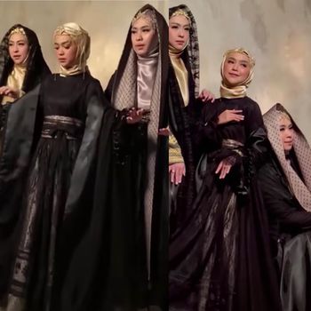 Gaya hijab Ria Ricis jadi sorotan diantara sang kakak Oki dan Shindy.