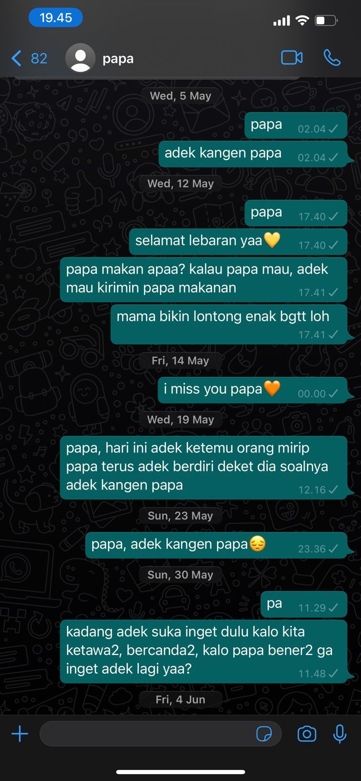 Isi chat Aurellia ungkap kangen sang ayah Kombes Rachmat Widodo