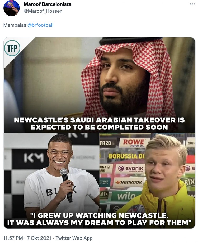 Newcastle United Newcastle United resmi dibeli Pangeran Arab Mohammed bin Salman Rp 5,8 T. Seiring pengalihan kepemilikan tersebut, The Magpies jadi klub bola terkaya di dunia.