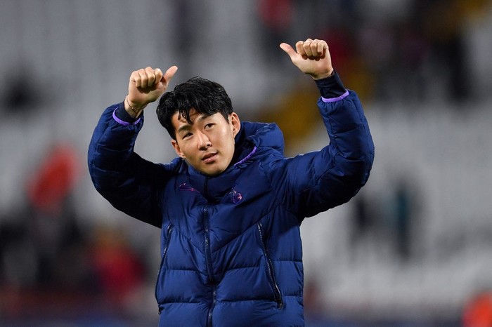 Tottenham Hotspur's South Korean striker Son Heung-Min celebrates after scoring his team's second goal during the UEFA Champions League Group B football match between Red Star Belgrade (Crvena Zvezda) and Tottenham Hotspur at the Rajko Mitic stadium in Belgrade, on November 6, 2019. (Photo by ANDREJ ISAKOVIC / AFP)
