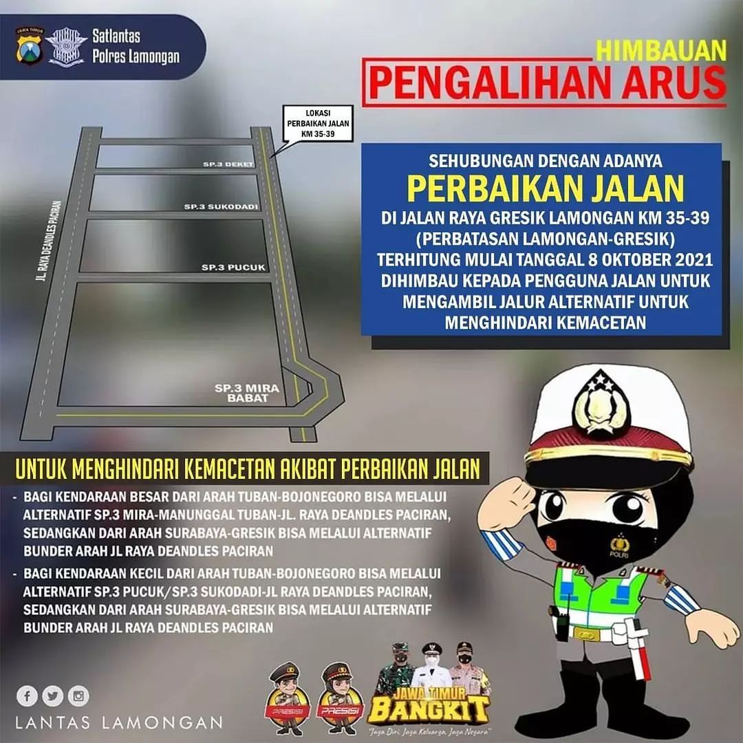 Ada Perbaikan Jalan Nasional di Jalur Lamongan