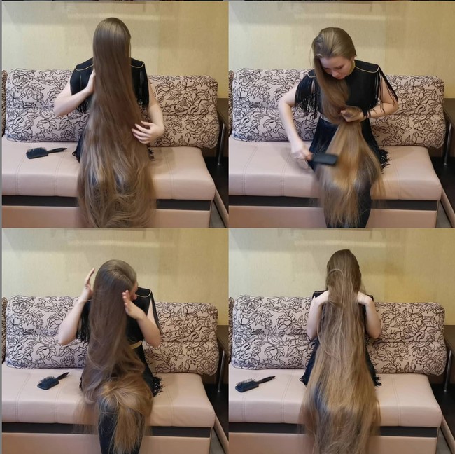 Jika dilihat rambut Anzhelika memang sangat panjang, hampir sama dengan tingginya saat ini. Karena panjang rambutnya itu tak heran jika Anzhelika dijuluki sebagai Rapunzel Rusia. Foto: Instagram/@lik_anzhelik