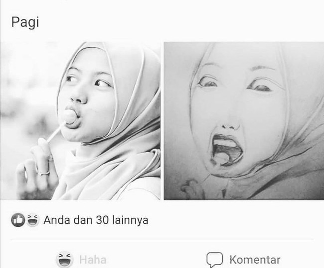 Kalau yang satu ini kok gambar sketsa sama aslinya beda banget ya? Di gambar skesta mulutnya terlihat mangap gede banget. Foto: Instagram/@ngakakkocak
