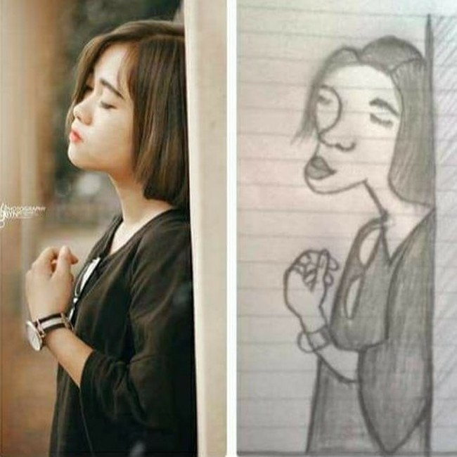 Namanya juga masih proses belajar jadi yasudah terima saja deh kalau hasil gambar sketsanya kayak gini. Mungkin memang susah kalau gambarnya dari samping. Foto: Instagram/@sukijan.id