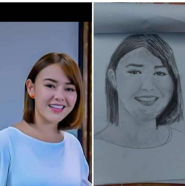 Ketika Amanda Manopo dijadikan sebuah gambar sketsa. Jadi terlihat lebih berisi ya? Benar-benar deh nih yang bikin sketsa bikin bengek.. Foto: Facebook/Komunitas Orang Susah