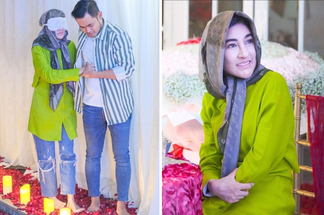 Dijuluki crazy rich Malang, Gilang Widya Pramana dan Shandy Purnamasari menjadi sorotan saat momen ulang tahun Shandy. Tak tanggung-tanggung Gilang membeli lebih dari 100 ribu atau tepatnya 101.091 bunga mawar di pasar Rawa Belong, Jakarta sebagai hadiah untuk ulang tahun Shandy. Dia sengaja membeli lebih dari 100 ribu mawar untuk membantu UMKM yaitu para pedagang bunga. Selain mempersiapkan dekorasi serba bunga mawar, dia juga memberikan jam tangan, cincin, dan tas Hermes. Foto: Dok.Instagram @shandypurnamasari.