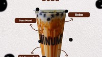 Penggemar boba bisa puaskan selera di Minum In yang juga terkenal dengan ragam minuman murah dan segar. Salah satu menunya, Brown Sugar Fresh Milk Boba seharga Rp 17 ribu. Lalu ada juga varian Macchiato Boba Rp 20 ribu dengan pilihan rasa Ovaltine, Oreo, sampai Taro. Foto: minum.in