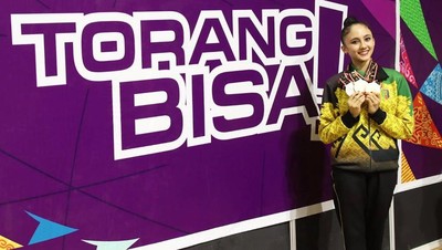 8 Foto Sutjiati, Atlet Senam Ritmik Keturunan AS yang Raih Emas di PON Papua