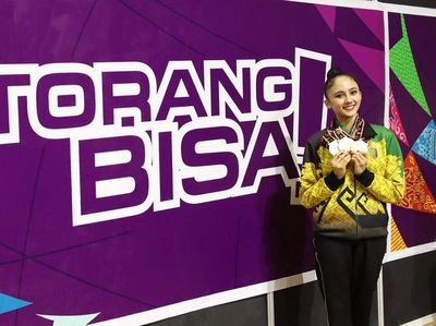 8 Foto Sutjiati, Atlet Senam Ritmik Keturunan AS yang Raih Emas di PON Papua